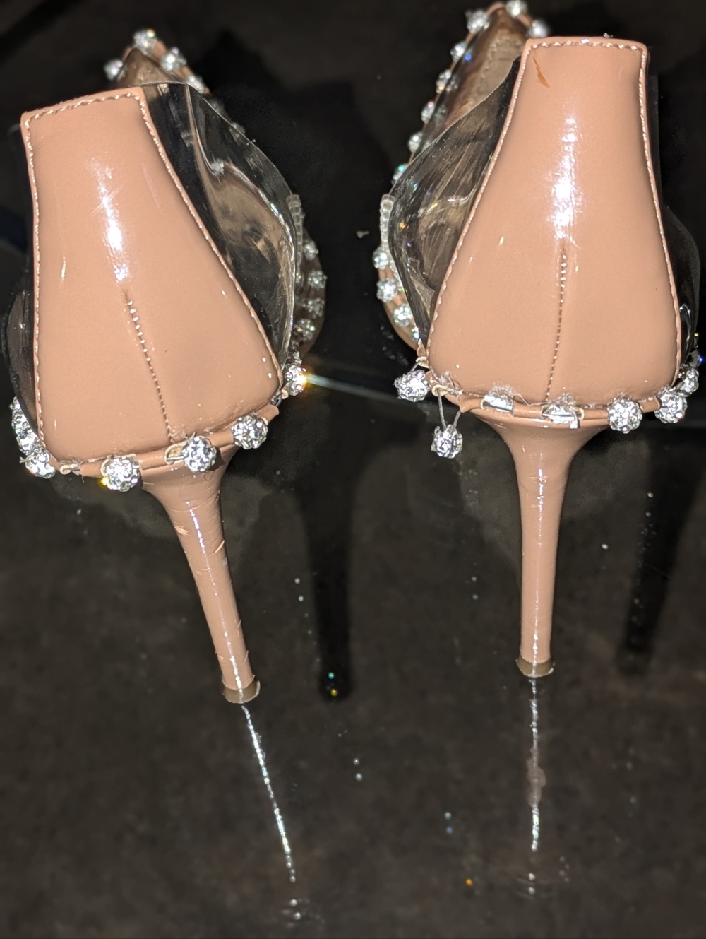 Steve Madden Nude Clear Pointed Toe Pumps with Crystal Trim - Picture 14 of 14